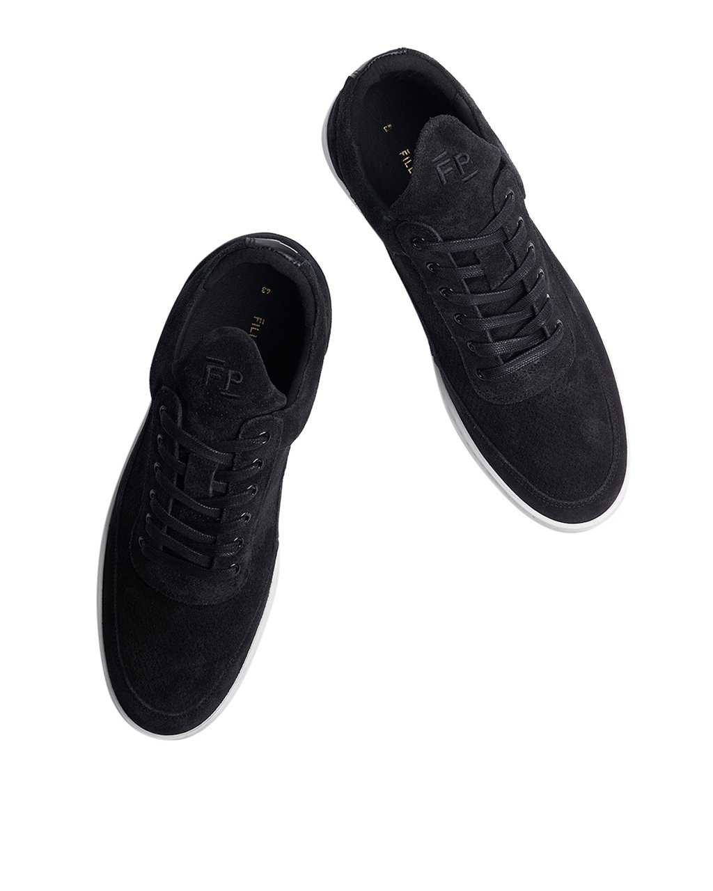 Filling Pieces Low Top Perforated Organic Black Zwart