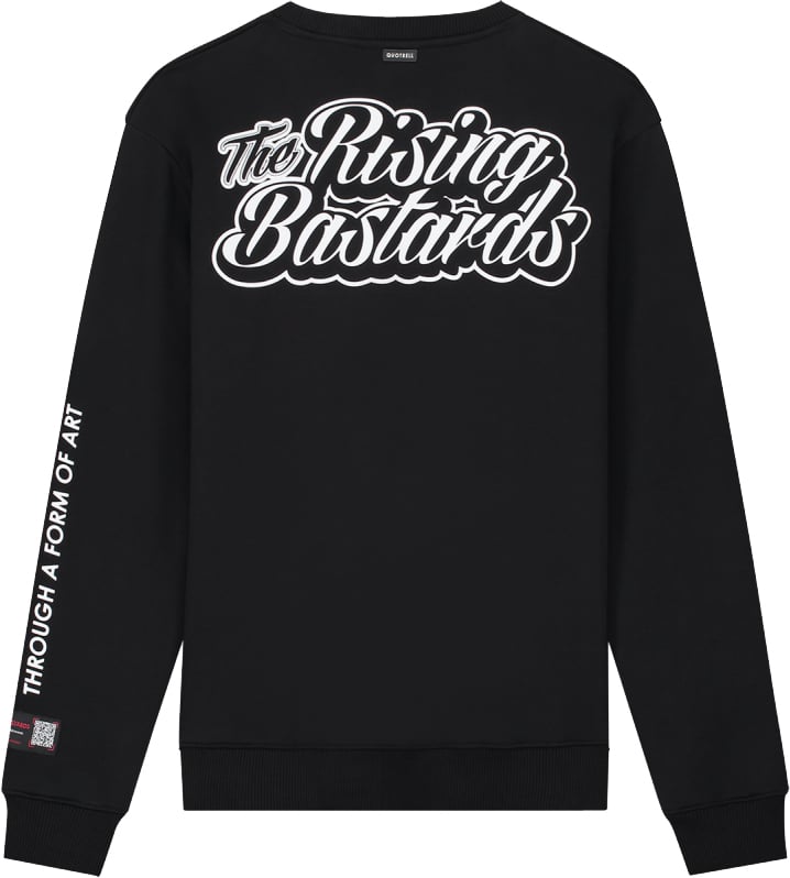 Quotrell Rising Bastards Crewneck | Black / White Zwart