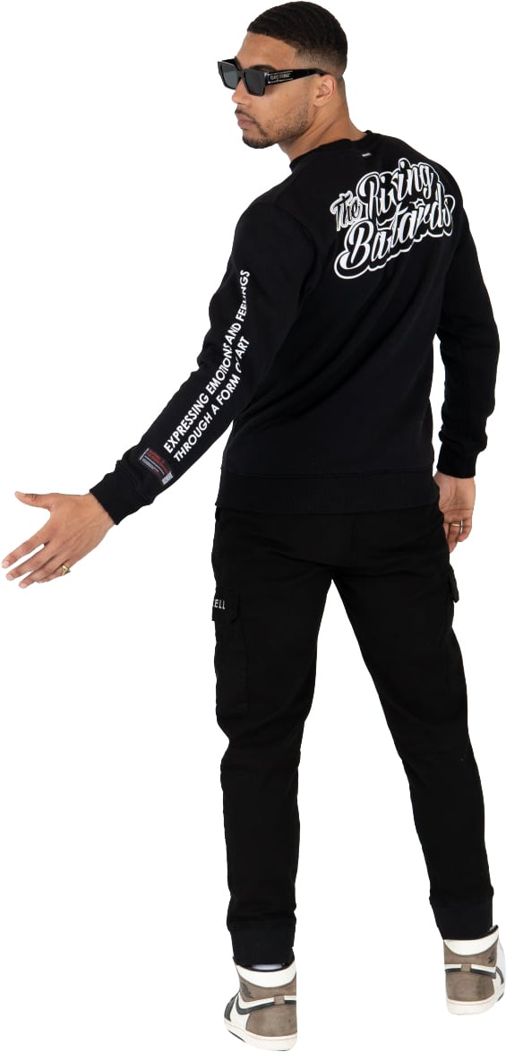 Quotrell Rising Bastards Crewneck | Black / White Zwart