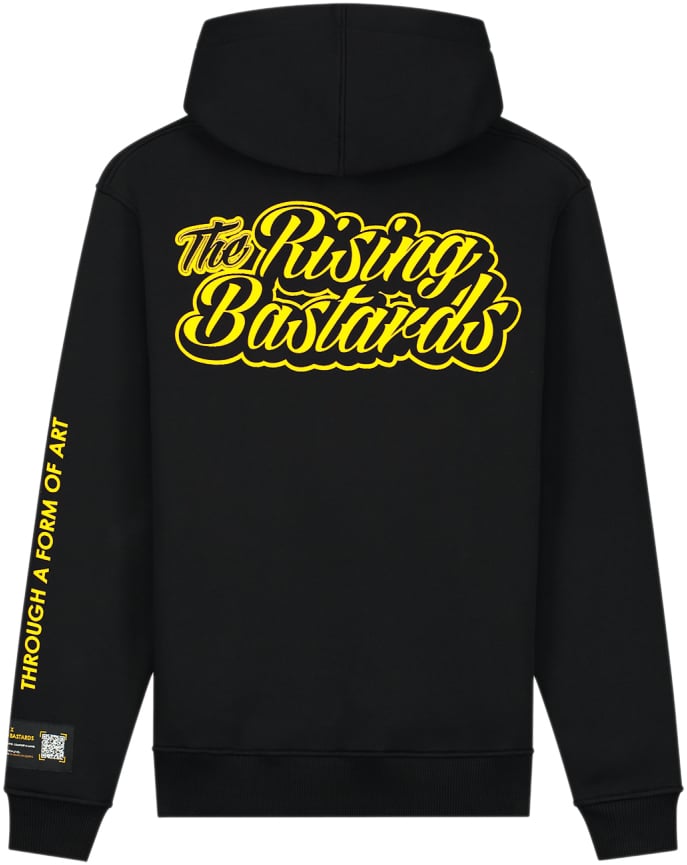 Quotrell Rising Bastards Hoodie | Black / Yellow Zwart