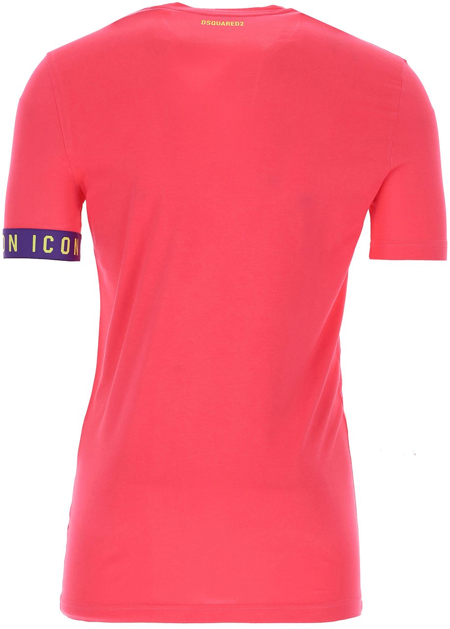 Dsquared2 T-shirt Logo Trim Crewneck Roze