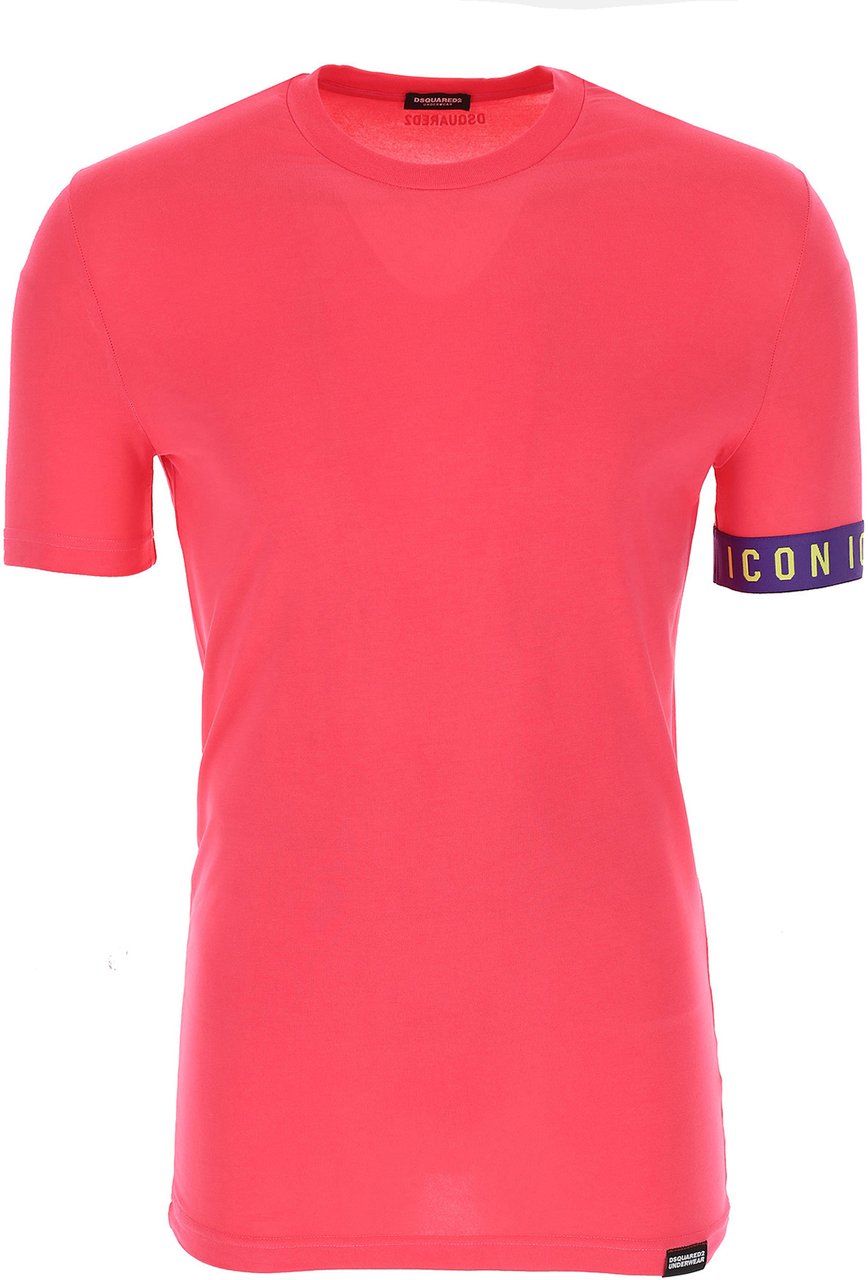 Dsquared2 T-shirt Logo Trim Crewneck Roze