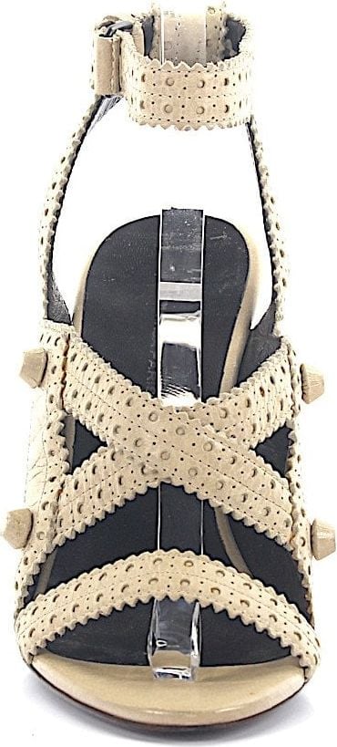 Balenciaga Wedge Sandals Leather Beige Peekaboo Design Agnes Beige
