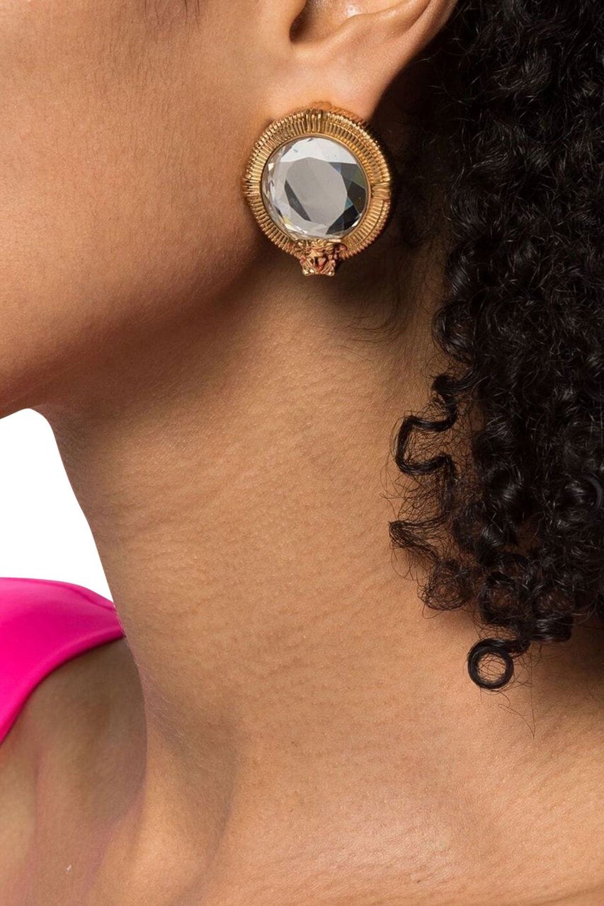 Versace Medusa-detail crystal stud earrings Metallic