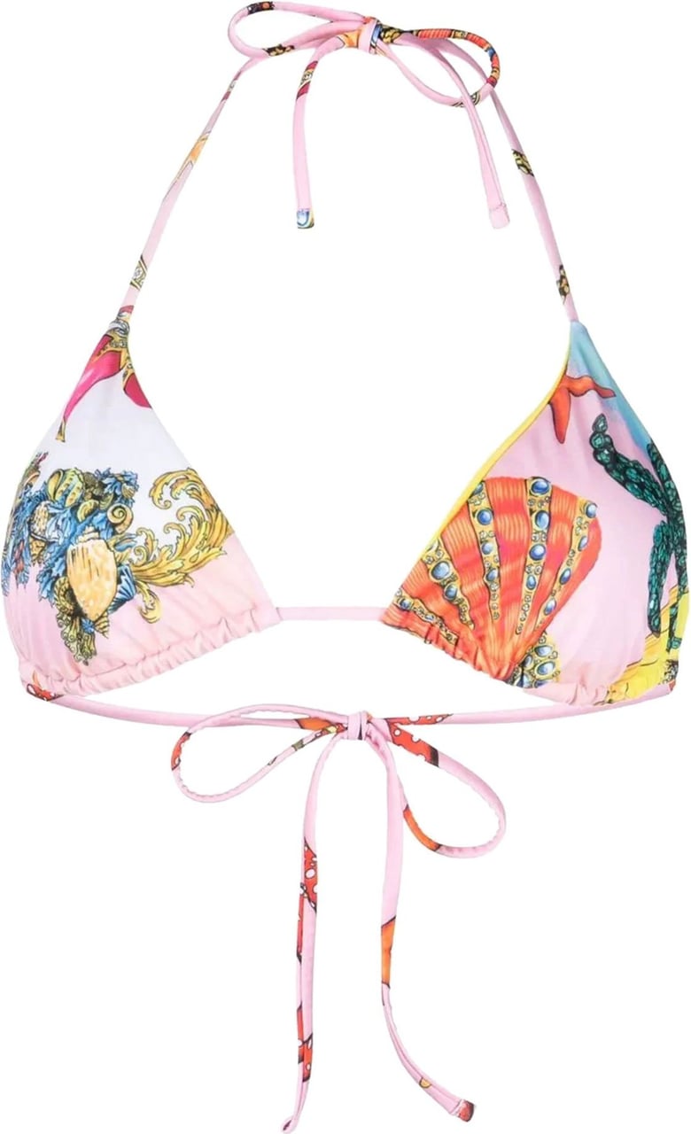 Versace all-over graphic-print bikini top Divers