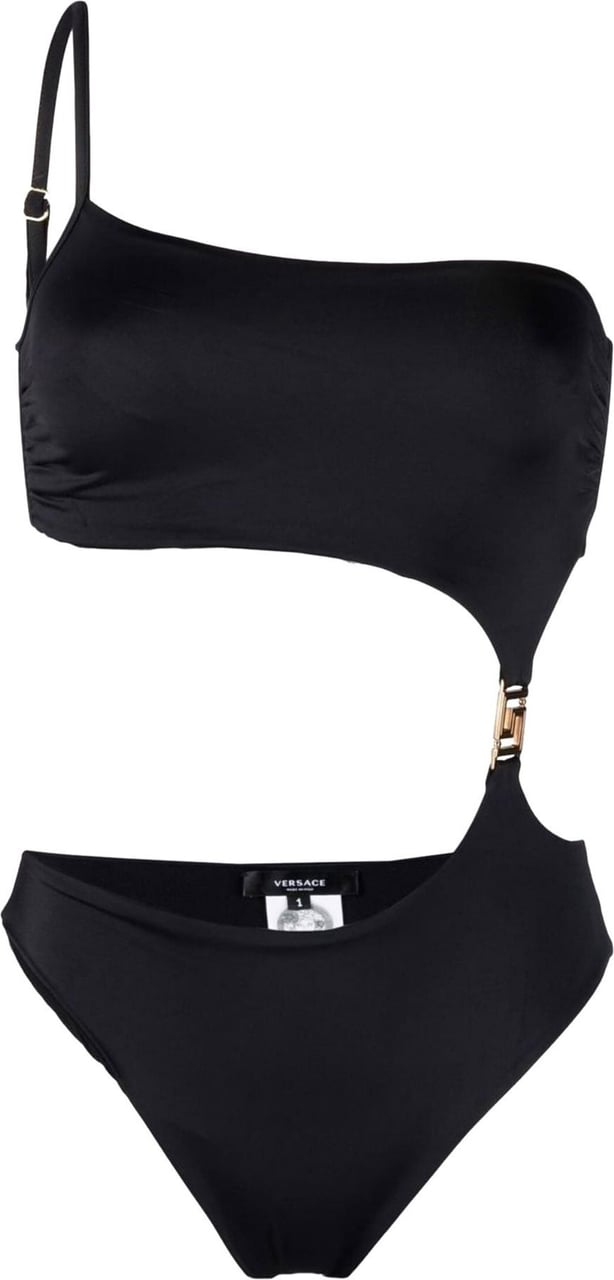 Versace Greca cut-out swimsuit Zwart