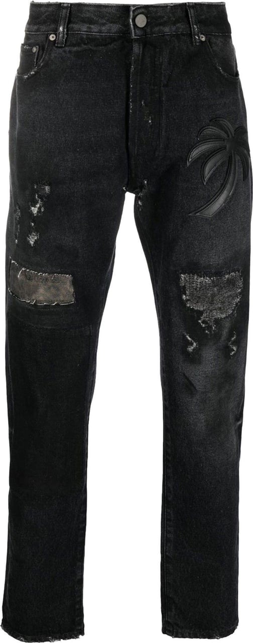 Palm Angels palm tree-patch straight-leg jeans Zwart