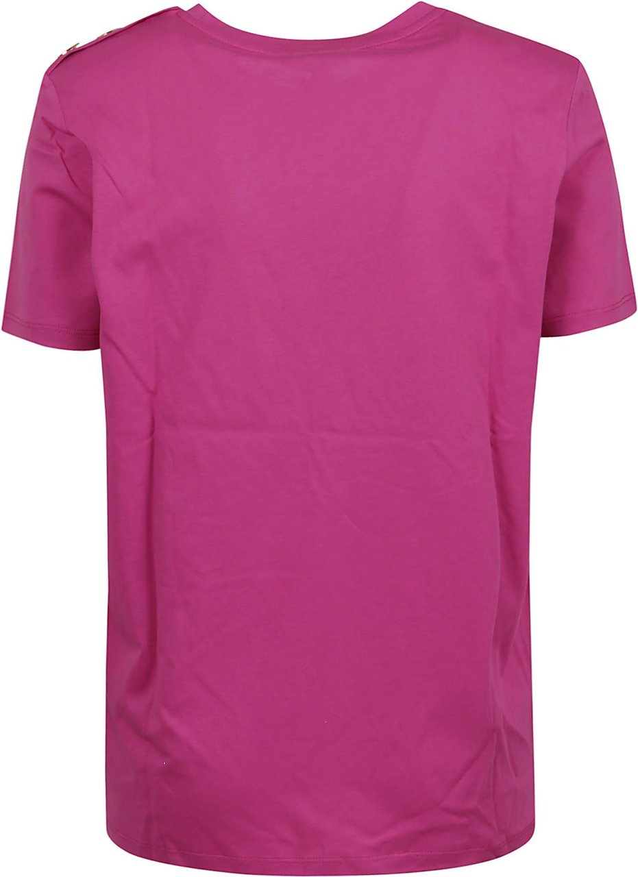 Balmain Ss Flocked T-Shirt Roze