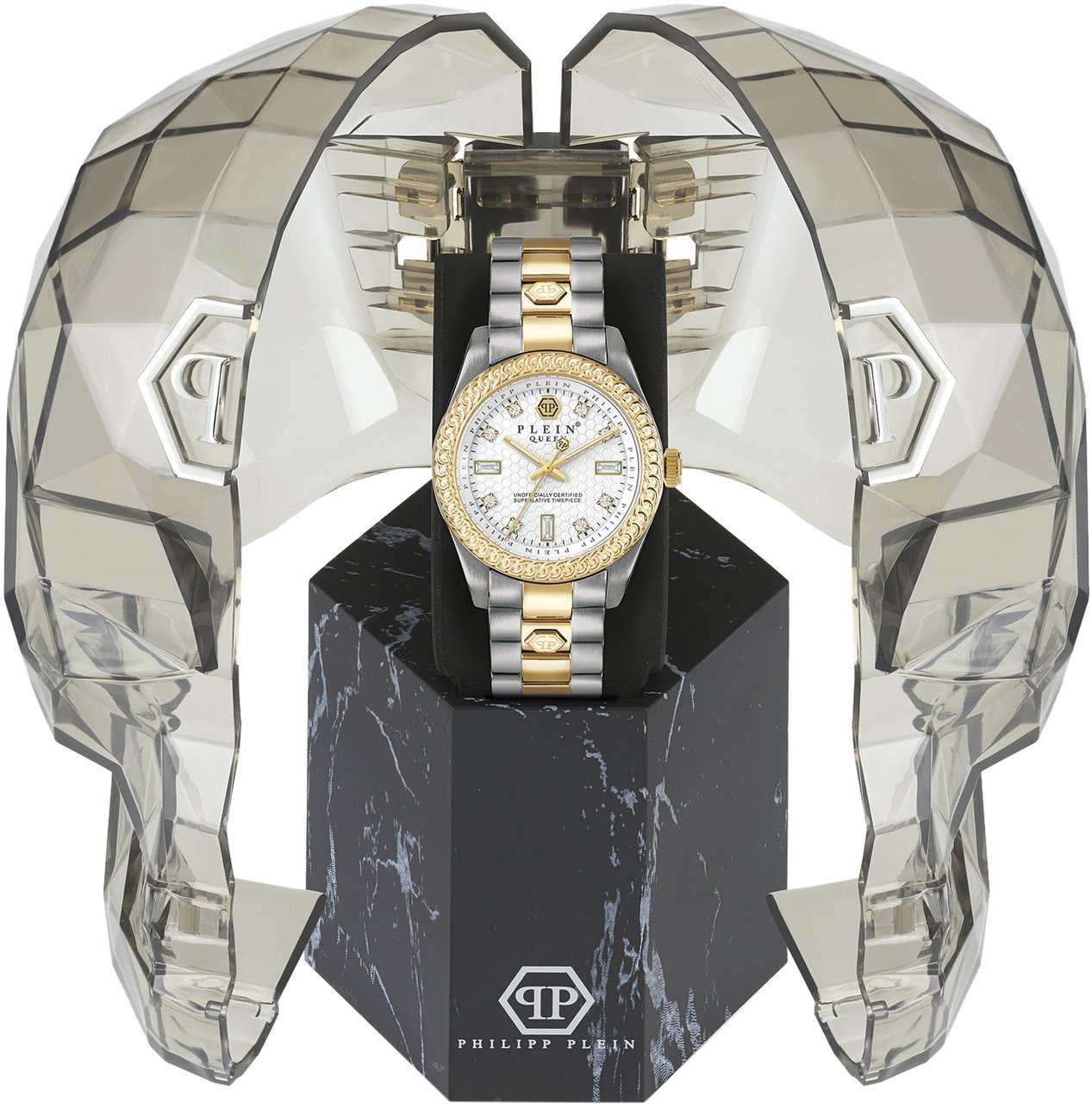 Philipp Plein PWDAA0521 Queen Crystal dameshorloge 36 mm Wit