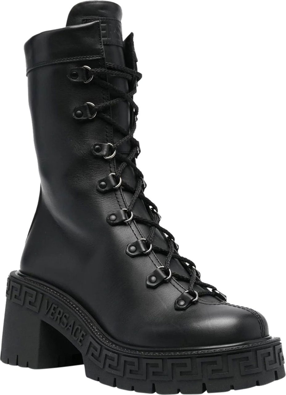 Versace Greca platform combat boots Zwart
