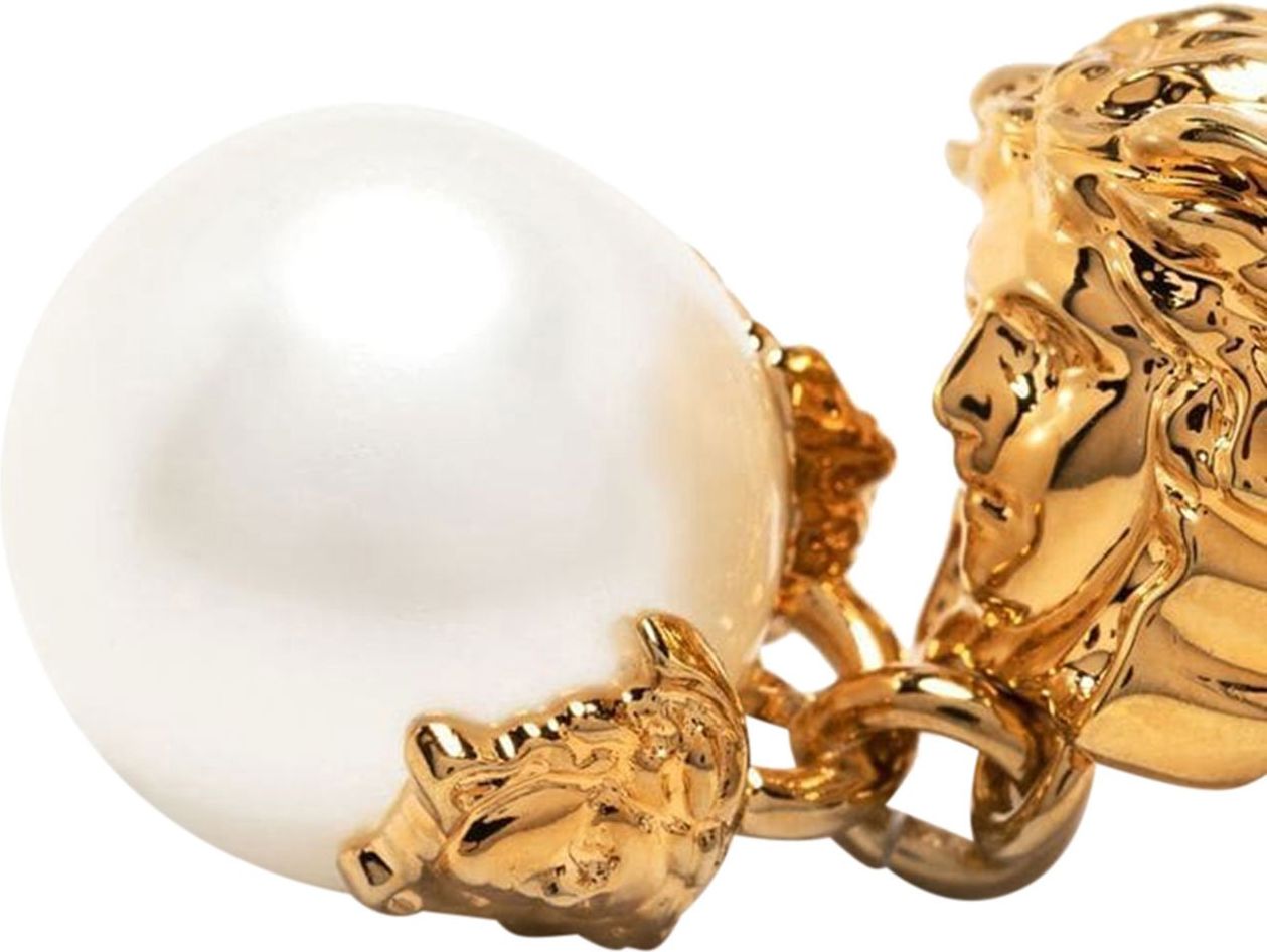 Versace pearl-drop Medusa-head ring Metallic