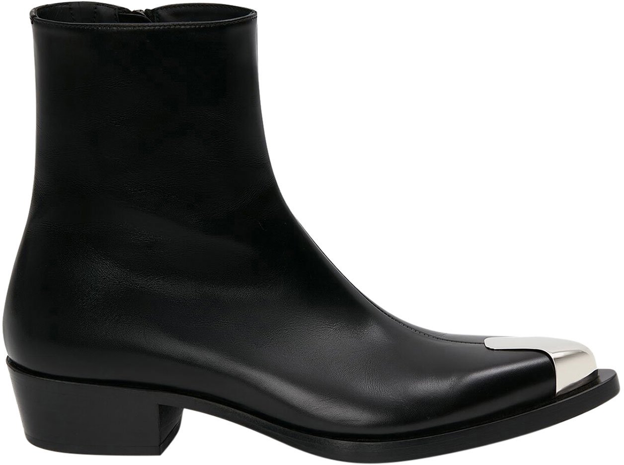 Alexander McQueen metal toecap ankle boots Zwart