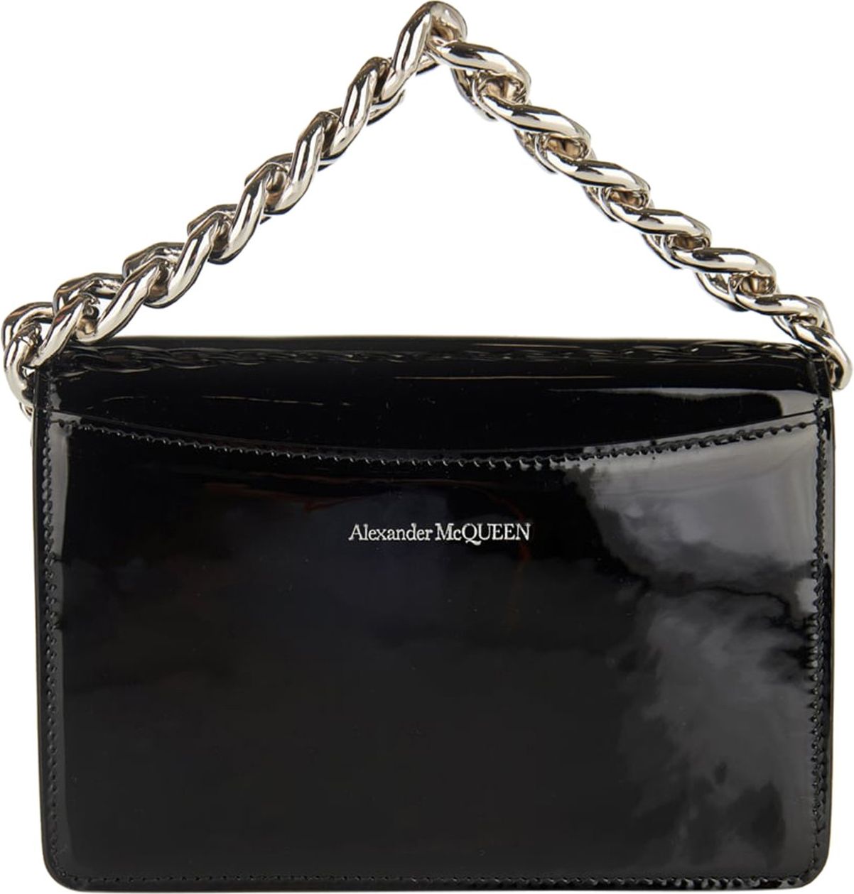 Alexander McQueen Four ring patent-leather tote bag Zwart