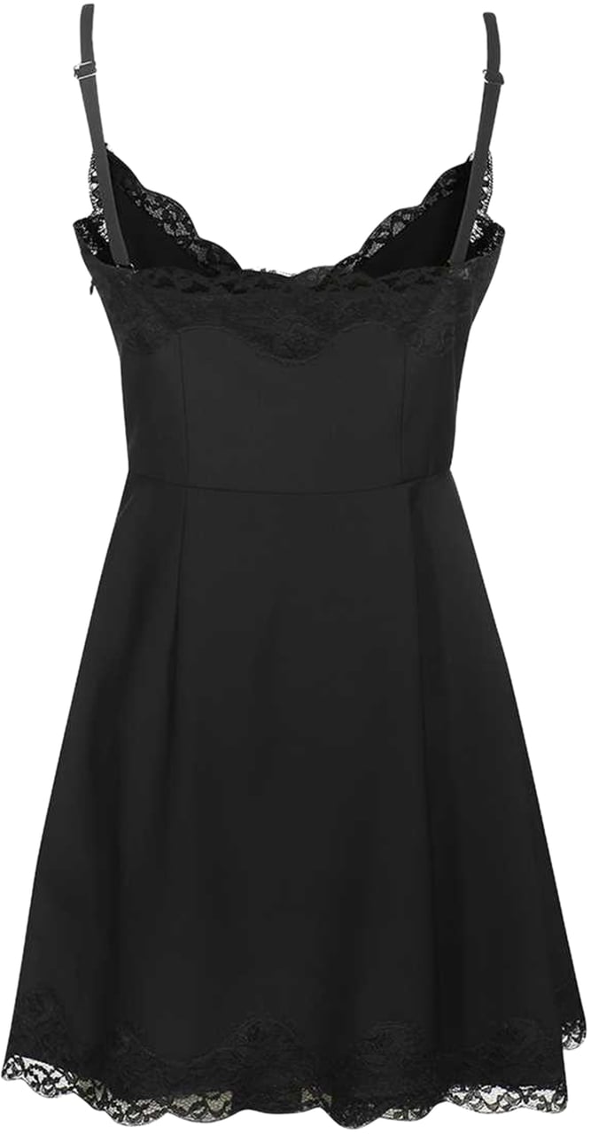 Alexander McQueen lace-trim asymmetric mini dress Zwart