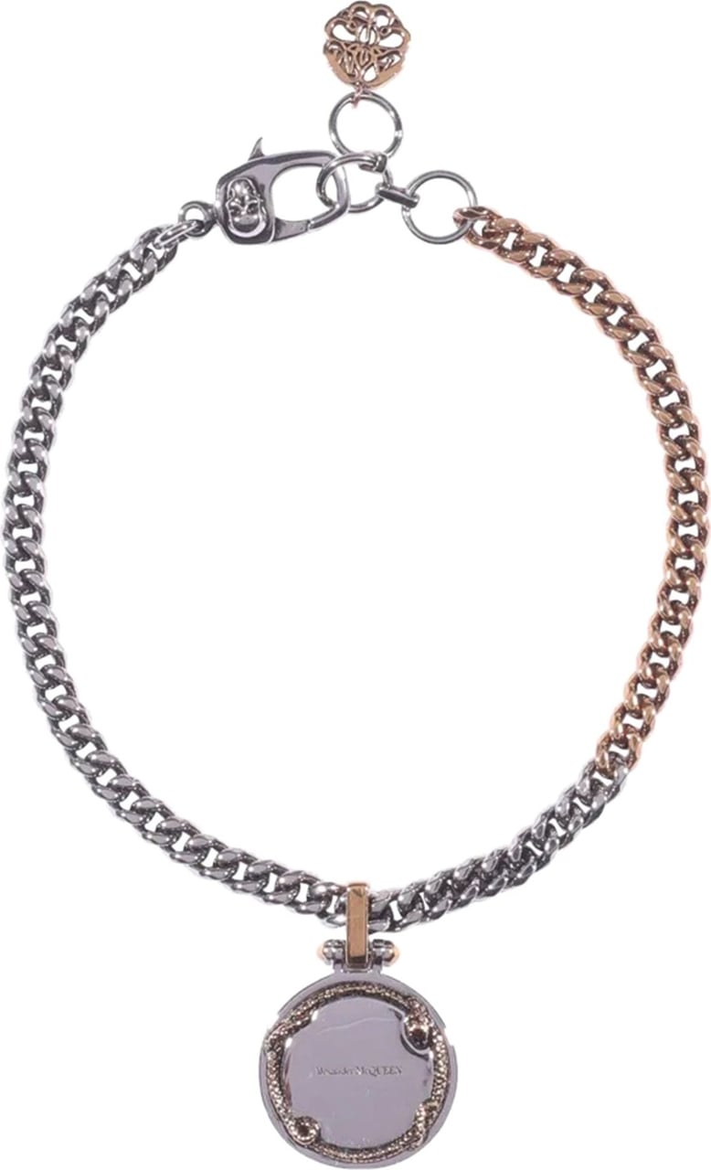 Alexander McQueen engraved snake-pendant bracelet Metallic