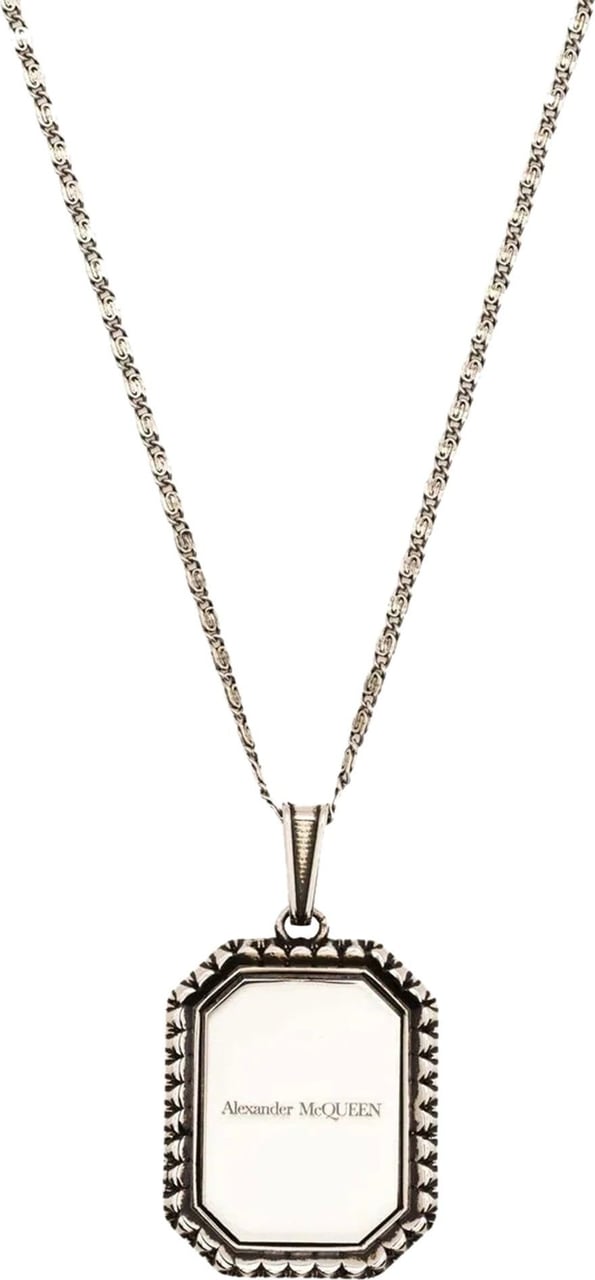 Alexander McQueen engraved-logo pendant necklace Metallic
