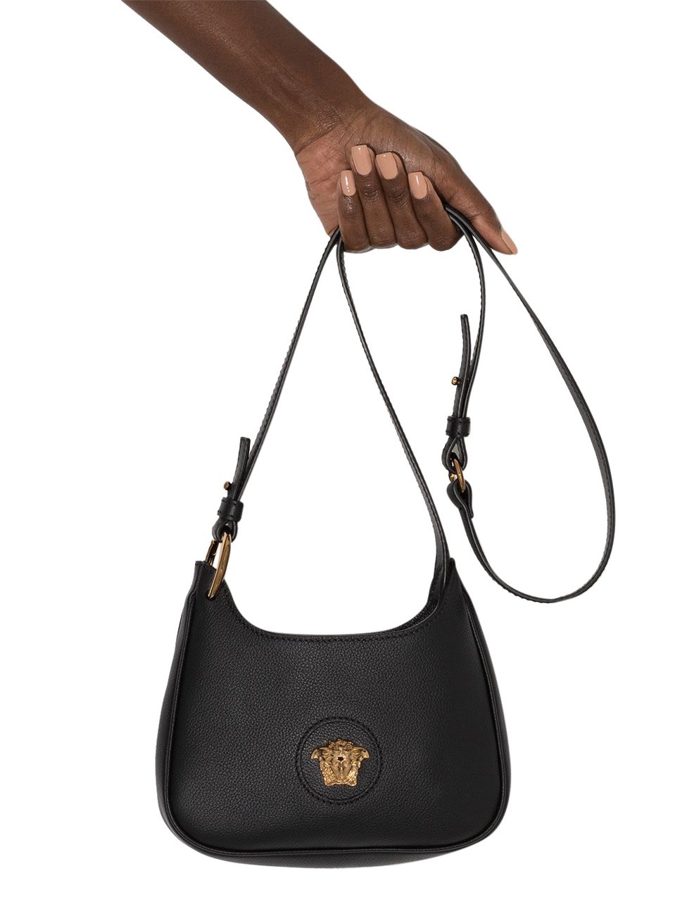 Versace La Medusa leather shoulder bag Zwart