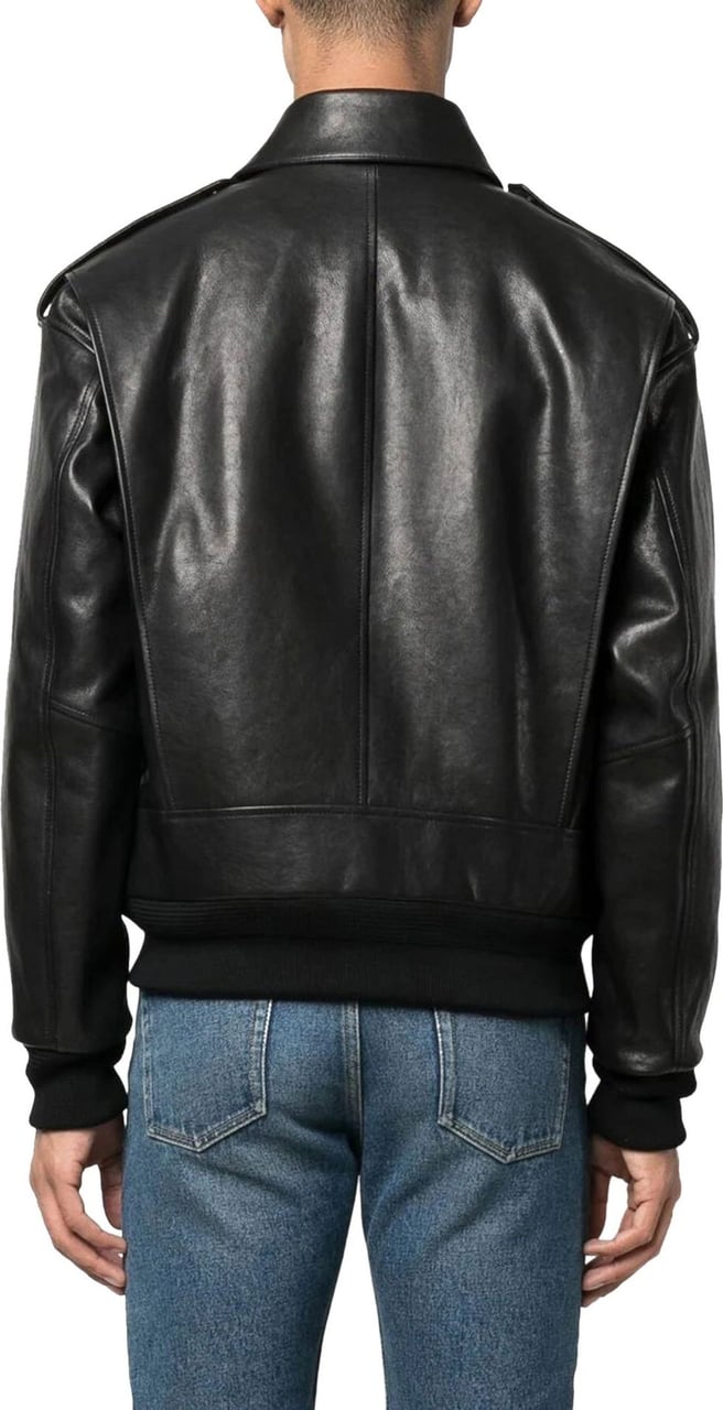 Alexander McQueen pouch-pocket leather bomber jacket Zwart