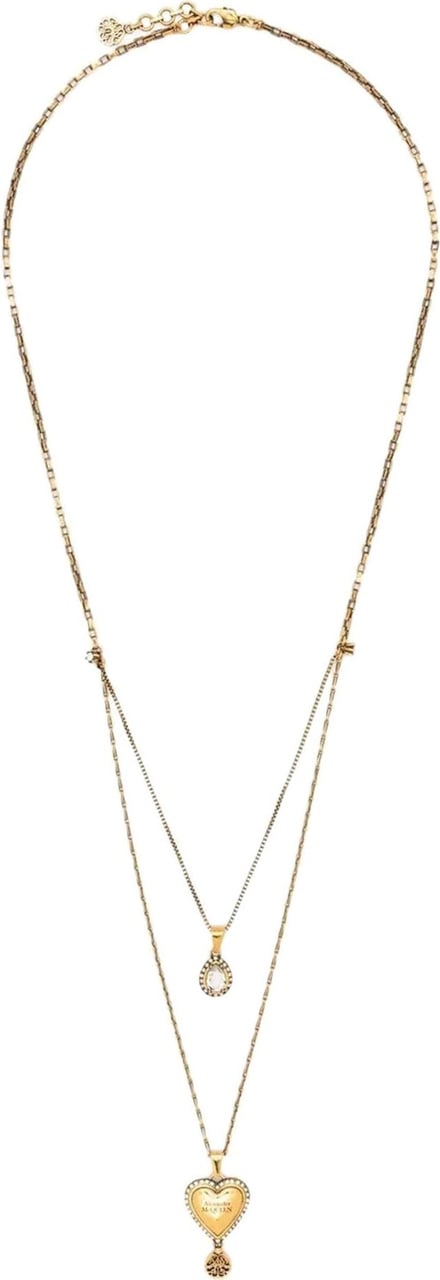 Alexander McQueen heart-charm double-chain necklace Metallic