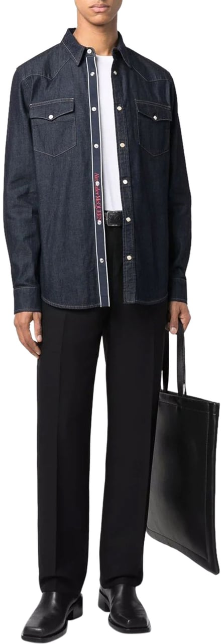 Alexander McQueen denim button-up shirt Blauw