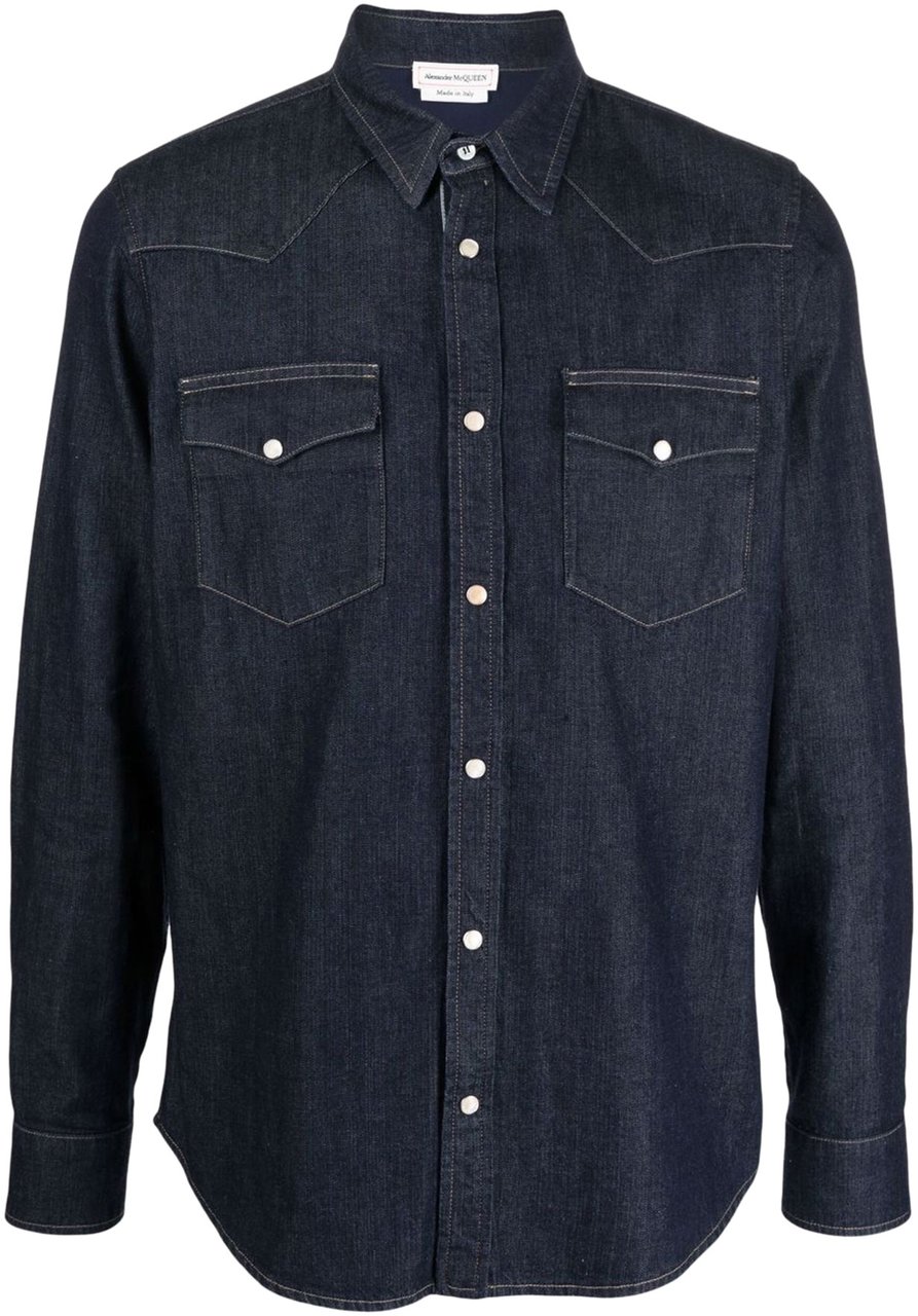 Alexander McQueen denim button-up shirt Blauw