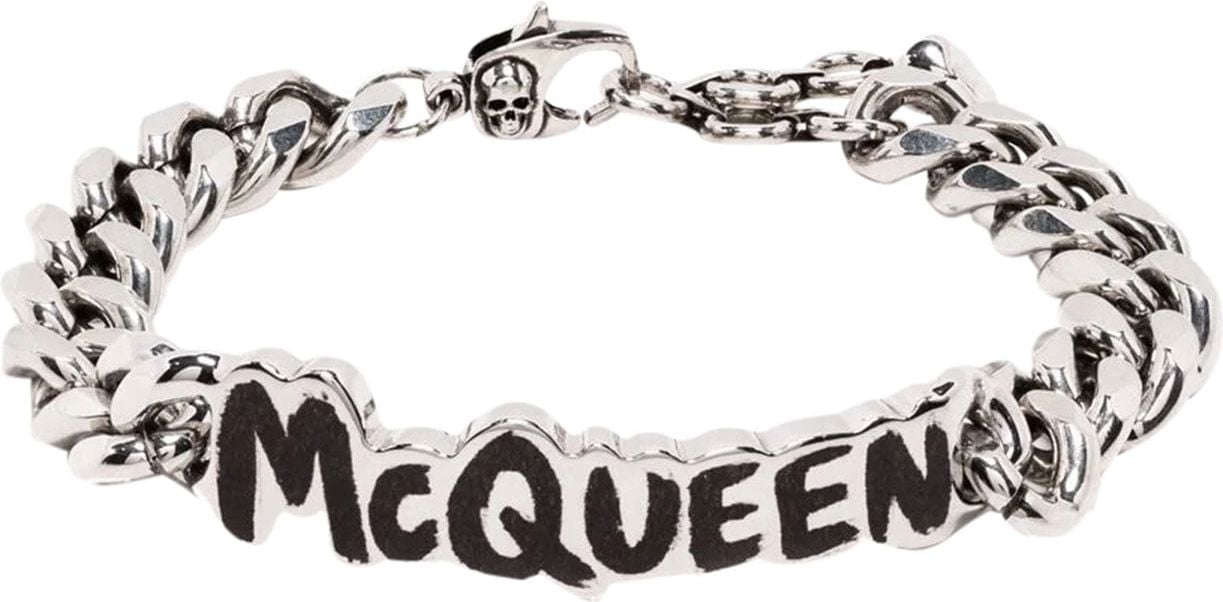 Alexander McQueen logo-plaque chain-link bracelet Metallic