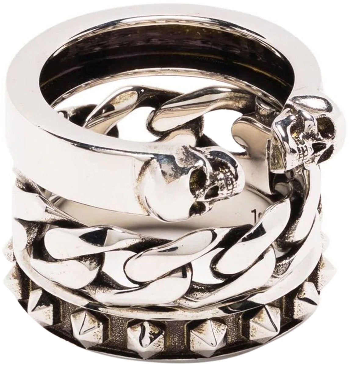 Alexander McQueen multi-band skull ring Metallic