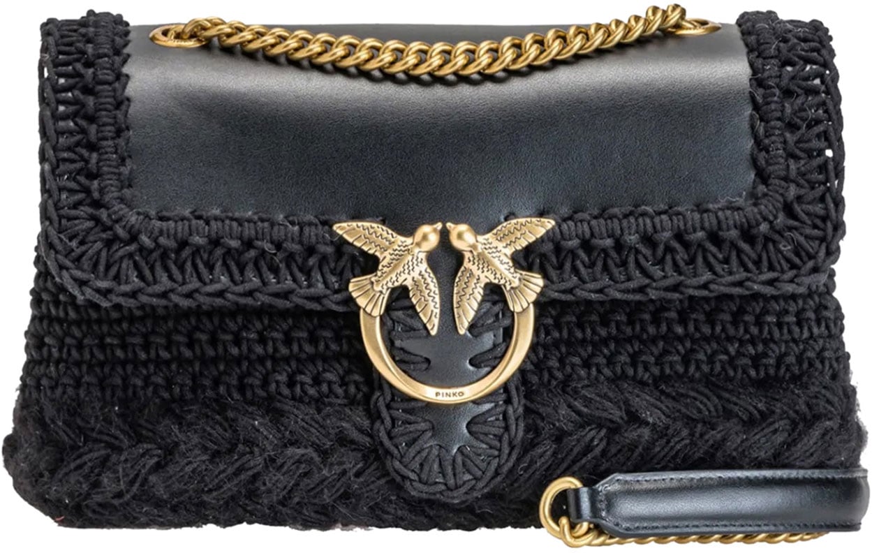 Pinko Women's Modern Handbag - Black With Antique Gold Hardware, Leather Crossbody Or Shoulder Bag - View #13