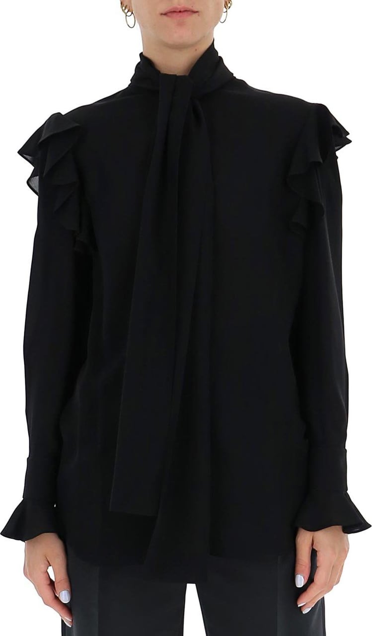 Alexander McQueen ruffle trim blouse Zwart