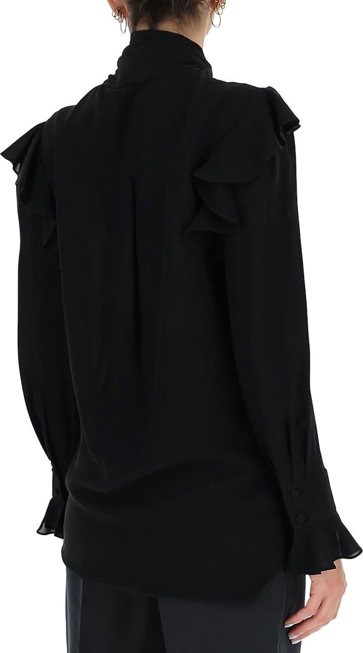 Alexander McQueen ruffle trim blouse Zwart