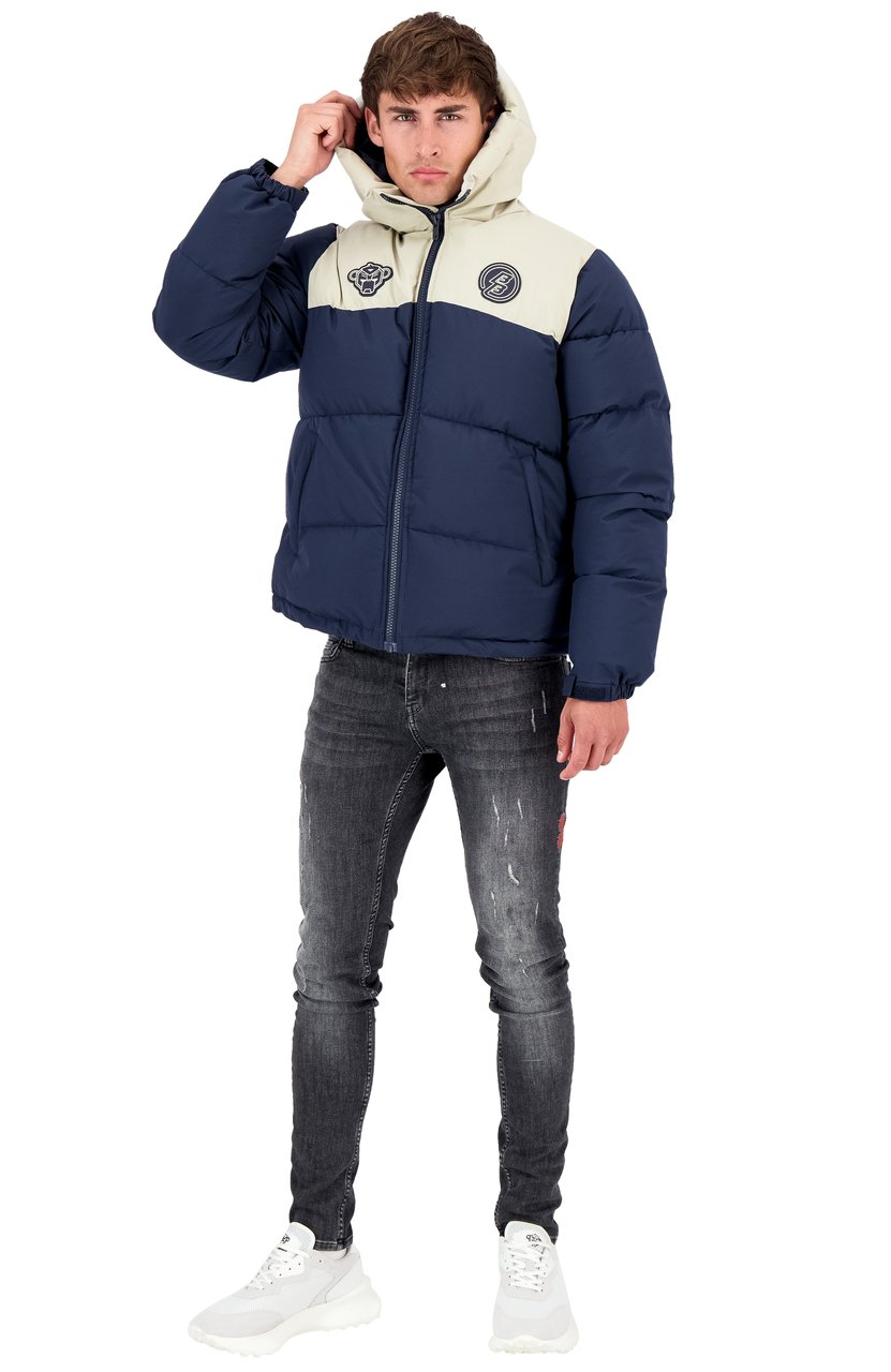 Black Bananas Huddle Puffer Jacket | Navy Blauw