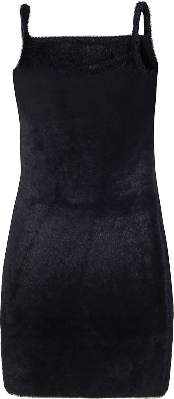 OFF-WHITE Quote Fuzzy Mini Dress Black Zwart