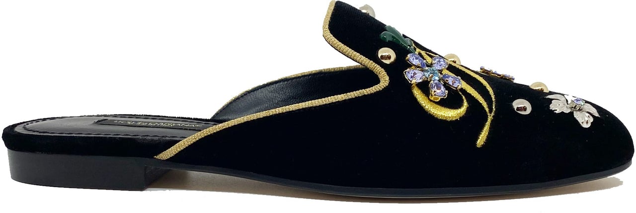 Dolce & Gabbana Dolce & Gabbana Velvet Mules Zwart