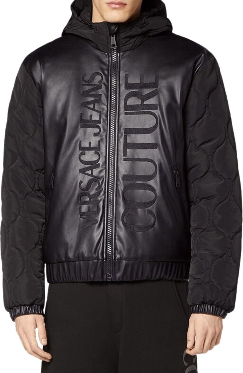 Versace Jeans Couture Faux Leather Jacket Black Zwart
