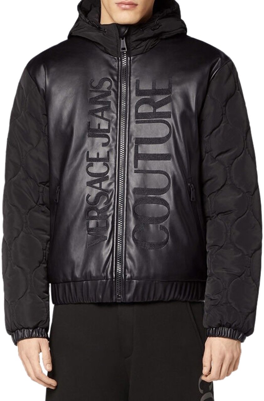 Versace Jeans Couture Faux Leather Jacket Black Zwart