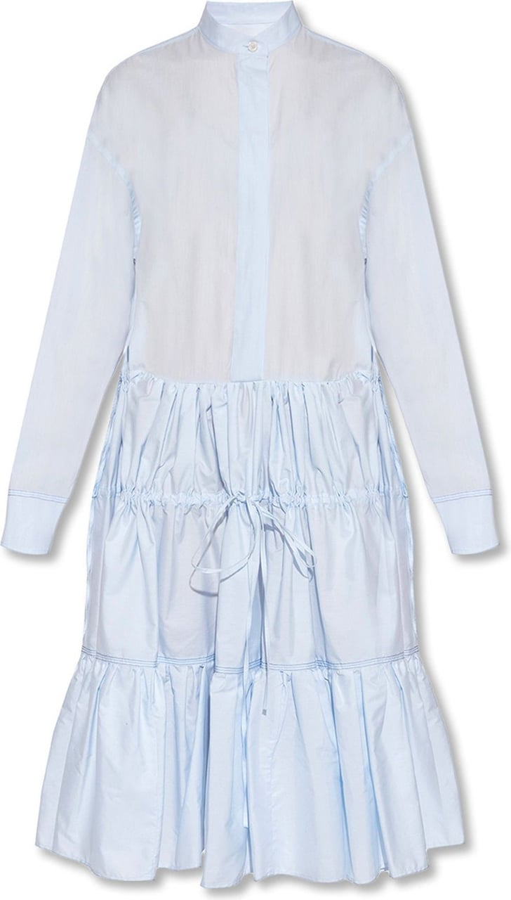 Marni Marni Pleated Cotton Midi Dress Blauw