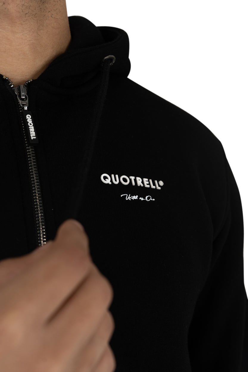 Quotrell Brooklyn Zip Hoodie | Black / White Zwart
