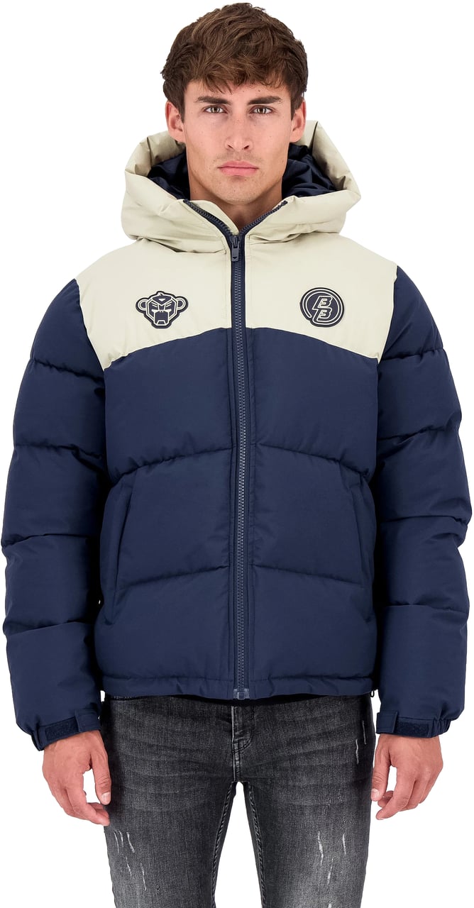Black Bananas Huddle Puffer Jacket | Navy Blauw