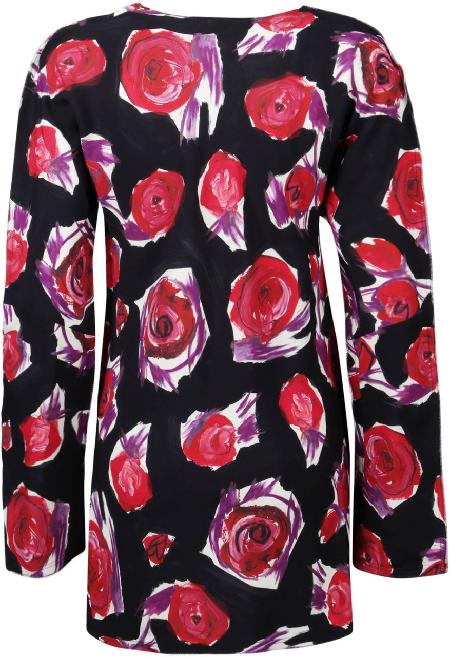 Marni Spinning Roses Print Cady Long Shirt Black Zwart