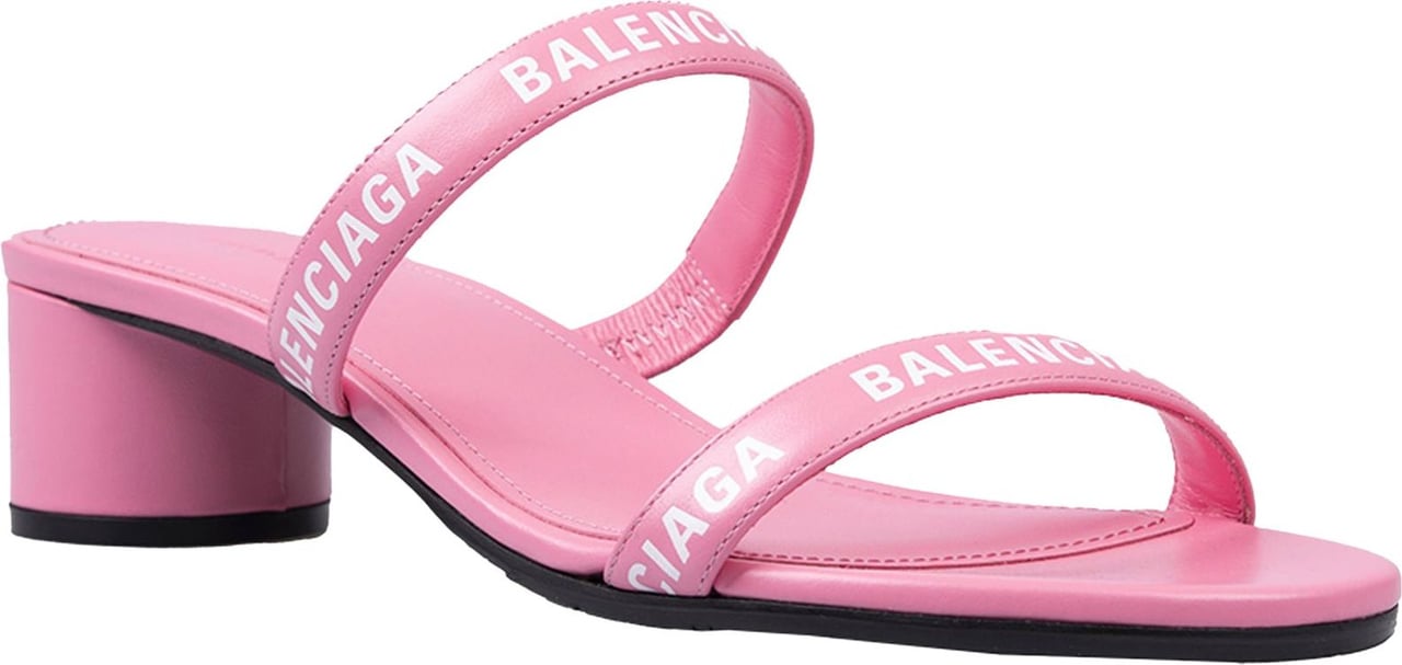 Balenciaga Balenciaga Logo Leather Sandals Roze