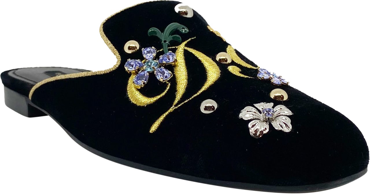 Dolce & Gabbana Dolce & Gabbana Velvet Mules Zwart