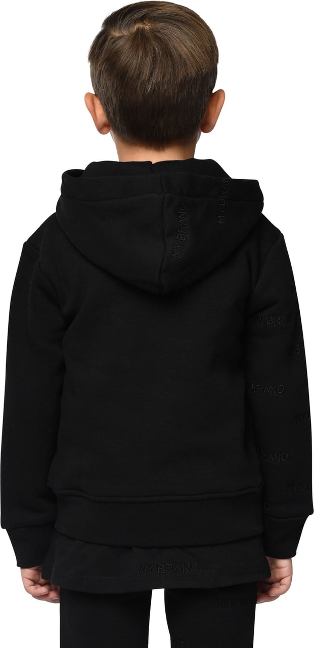 My Brand all over embroidery zipper hoodie Zwart