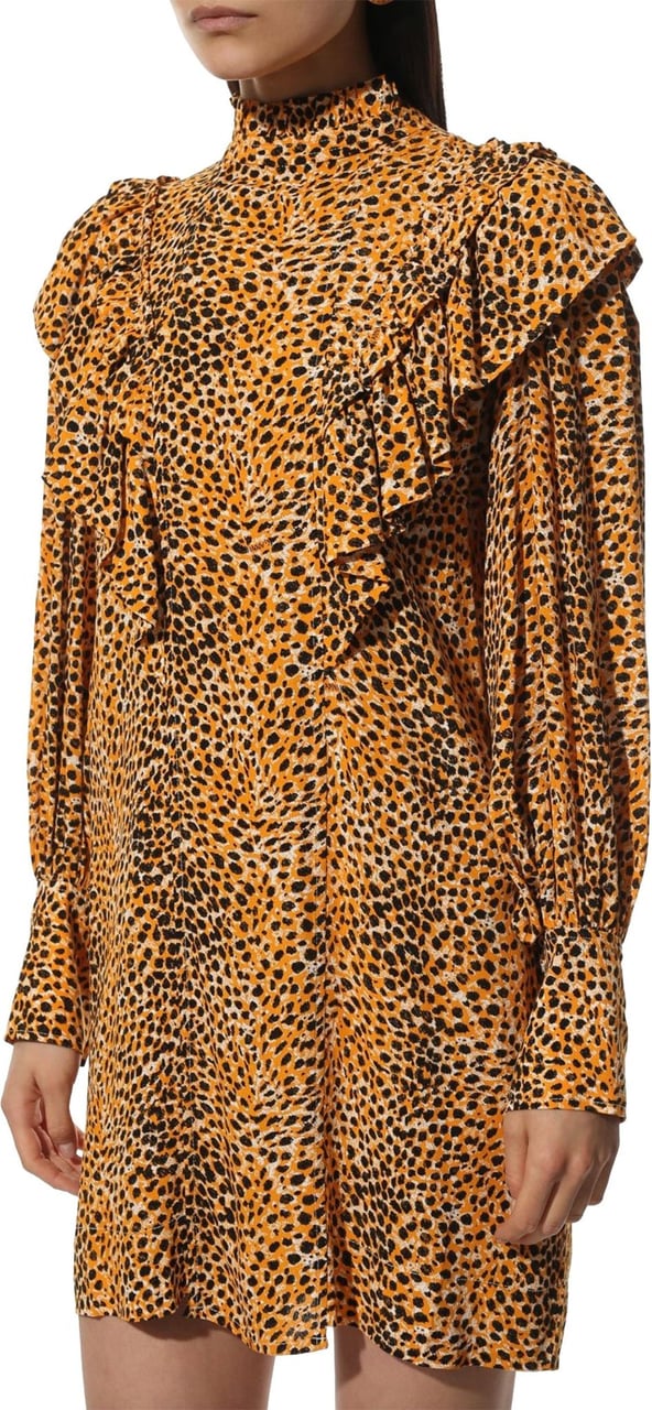 Ganni Ganni Animal Print Dress Oranje