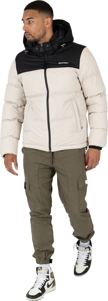 Quotrell Utah Puffer Jacket | Beige / Black Beige
