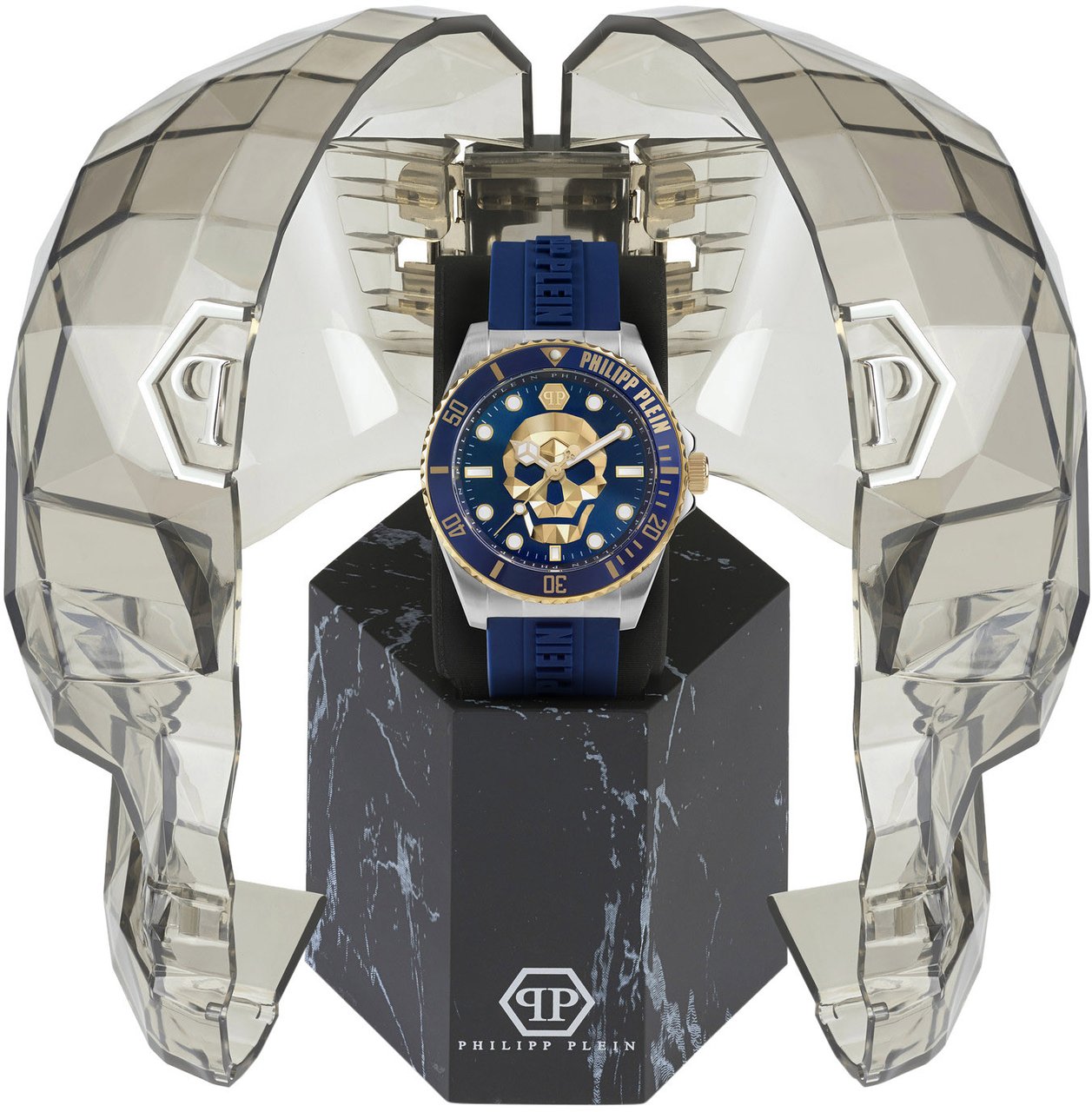 Philipp Plein PWOAA0222 The $kull Diver horloge 44 mm Blauw