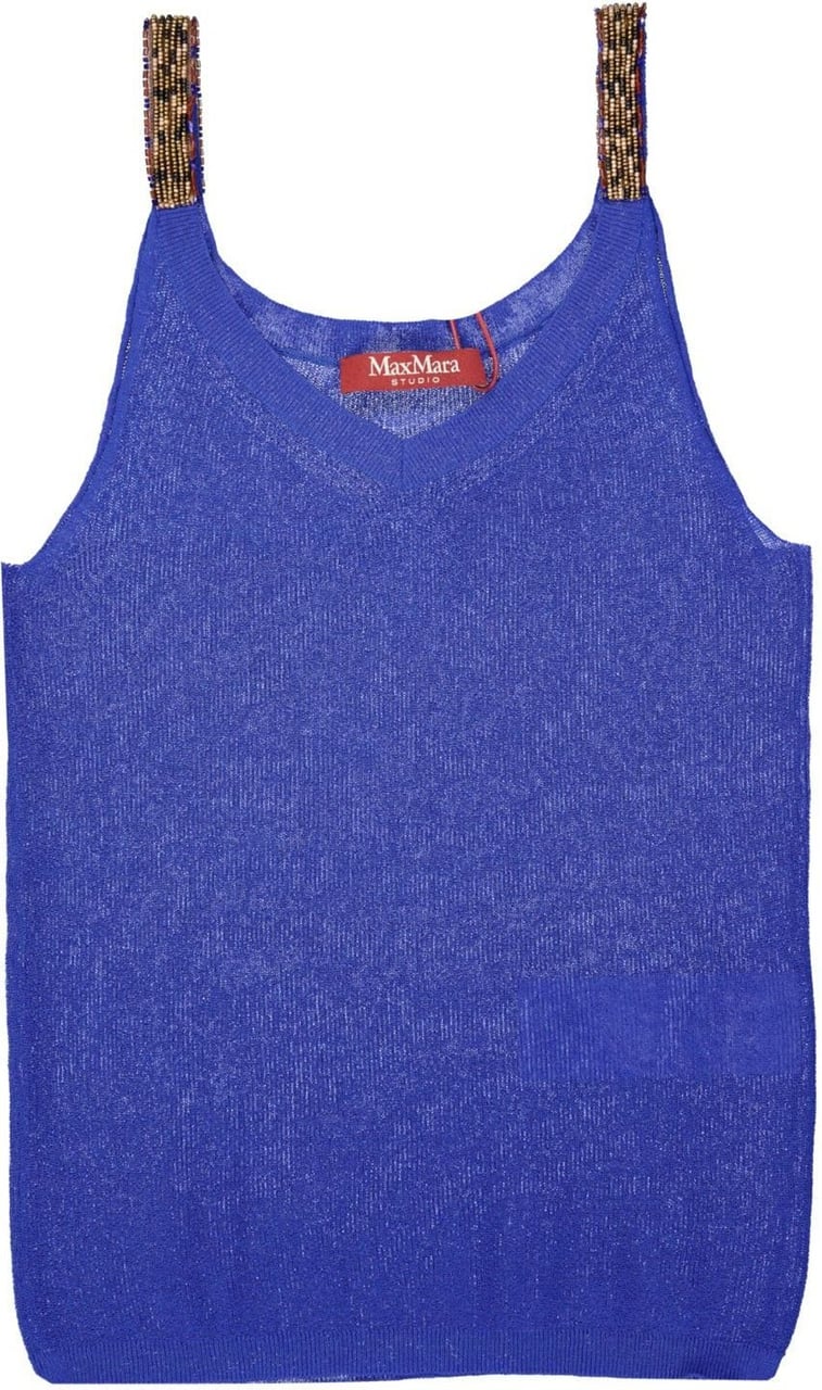 Max Mara Max Mara Studio Knitted Cotton Top Blauw