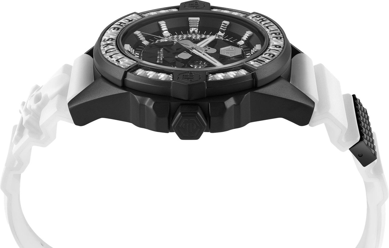 Philipp Plein PWAAA1822 The $kull Carbon Fiber horloge 44 mm Zwart