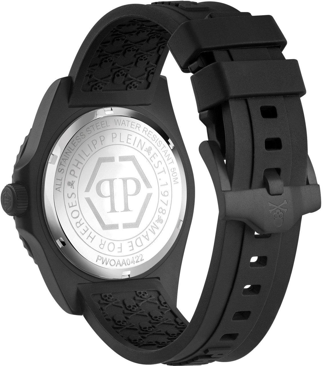 Philipp Plein PWOAA0422 The Skull Diver horloge 44 mm Zwart