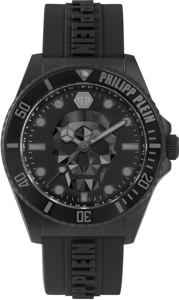 Philipp Plein PWOAA0422 The Skull Diver horloge 44 mm Zwart