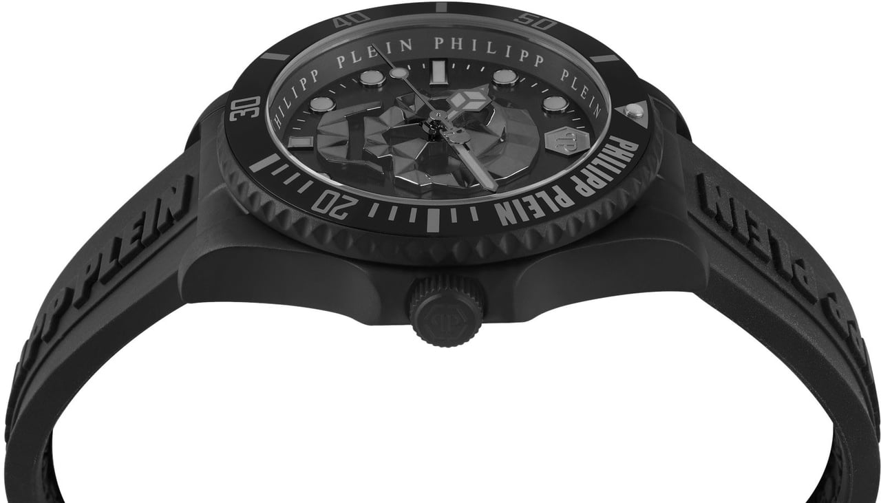 Philipp Plein PWOAA0422 The Skull Diver horloge 44 mm Zwart